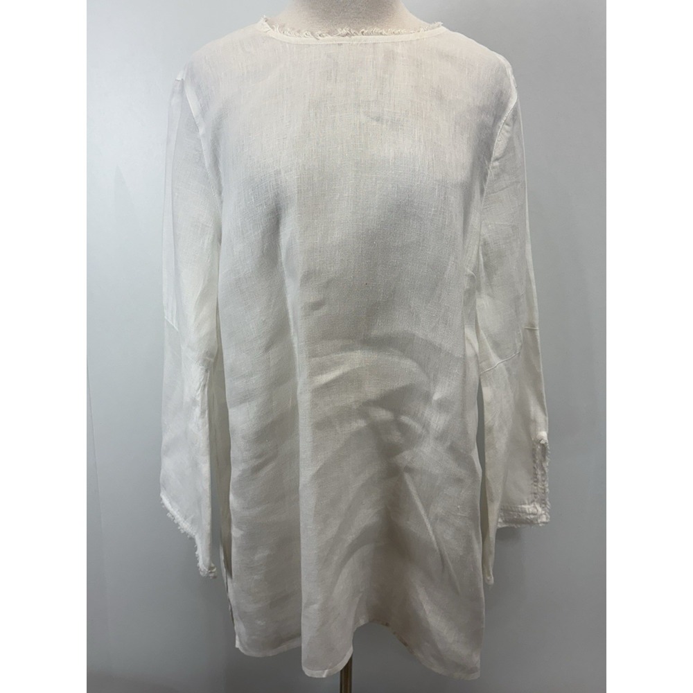 J. Jill Love Linen Tunic Top Sz XL Tall Women's White Long Sleeve Lagenlook